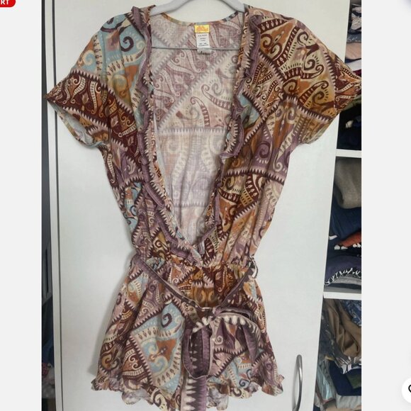 Agua Bendita Other - Anthropologie Agua Bendita Romper Coverup Zenda Ruffled Swim Cotton Size S